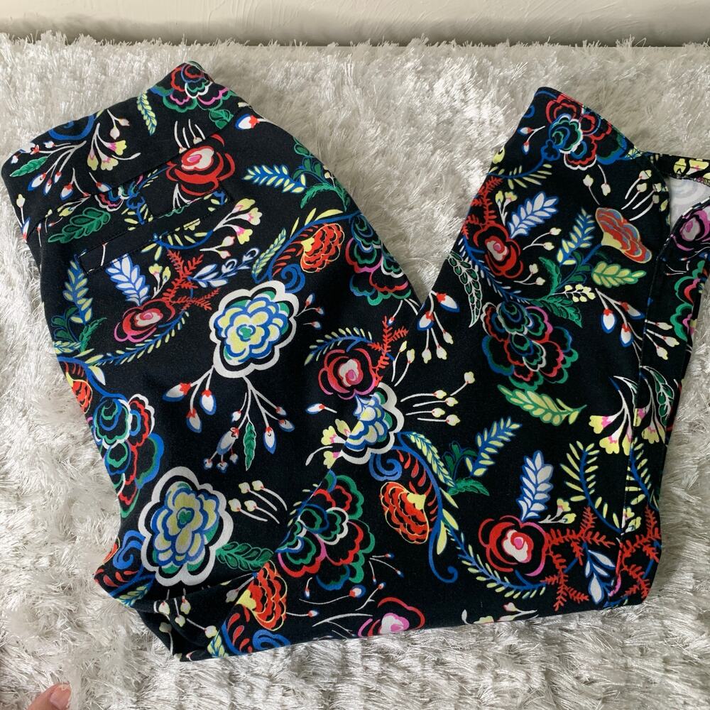 Westbound Bright Floral Pull On Pants Cropped Sz 8